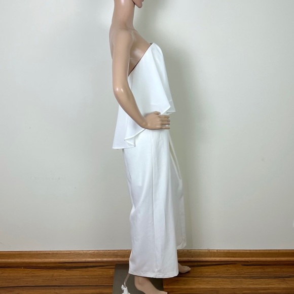 NEW FEW MODA WHITE STRAPLESS DRAPED JUMPSUIT - Picture 5 of 9